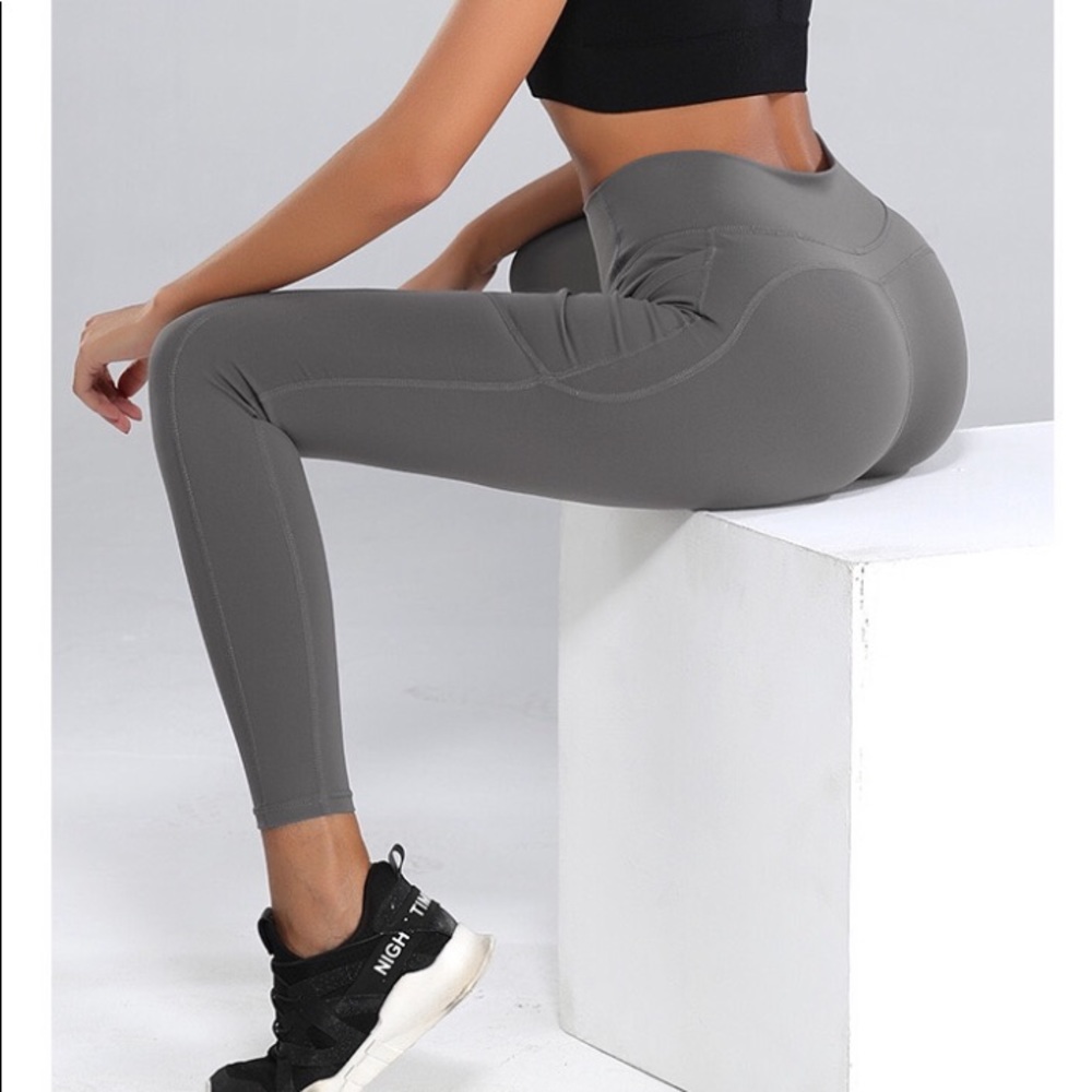 High waist yoga pants (gray)
